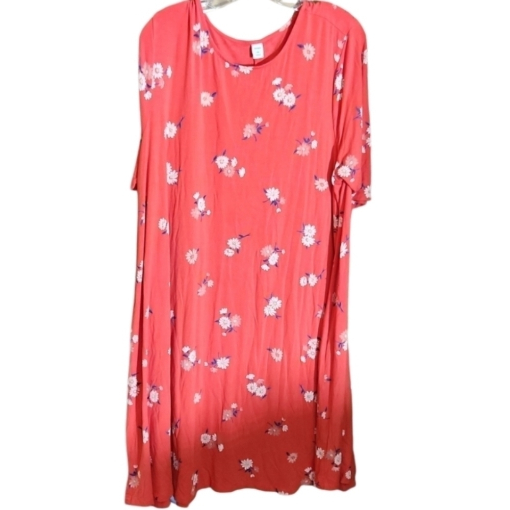 Old Navy Womens dress size 2x peach ish pink red floral midi